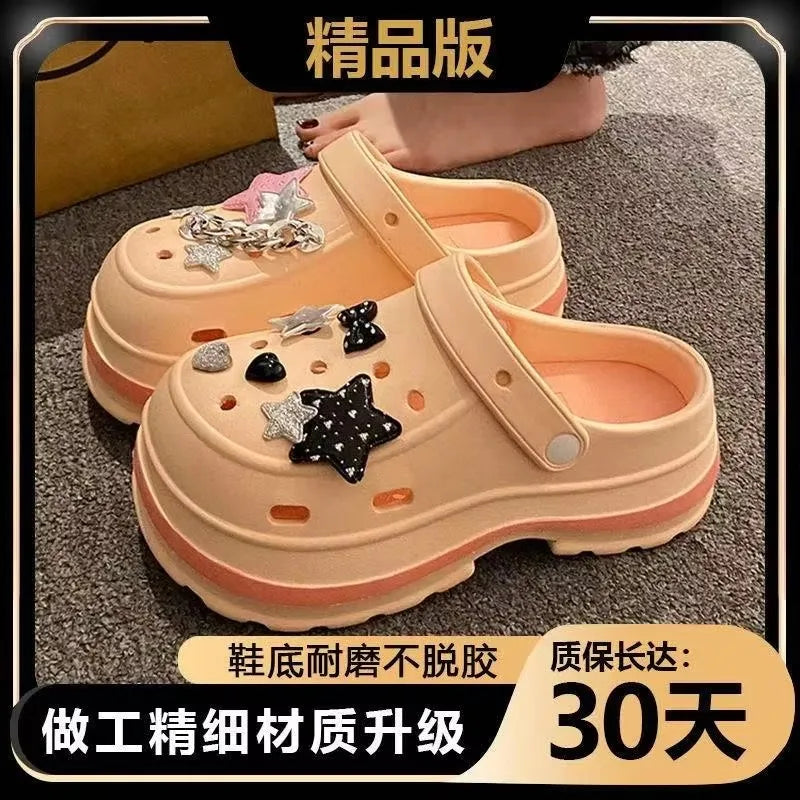 Women’s Summer Platform Slippers – EVA Sandals with Rhinestone Charms