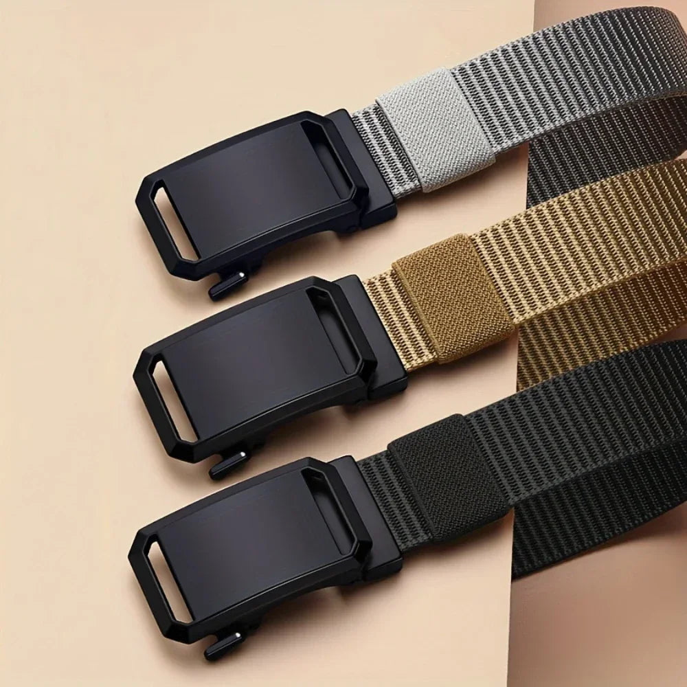 Automatic Buckle Canvas Tactical Belt – Casual Military-Style Workwear for Men