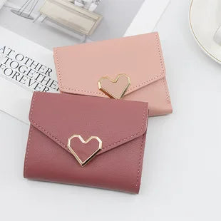 Korean Version Women Wallet Short Heart-Shaped Three Fold