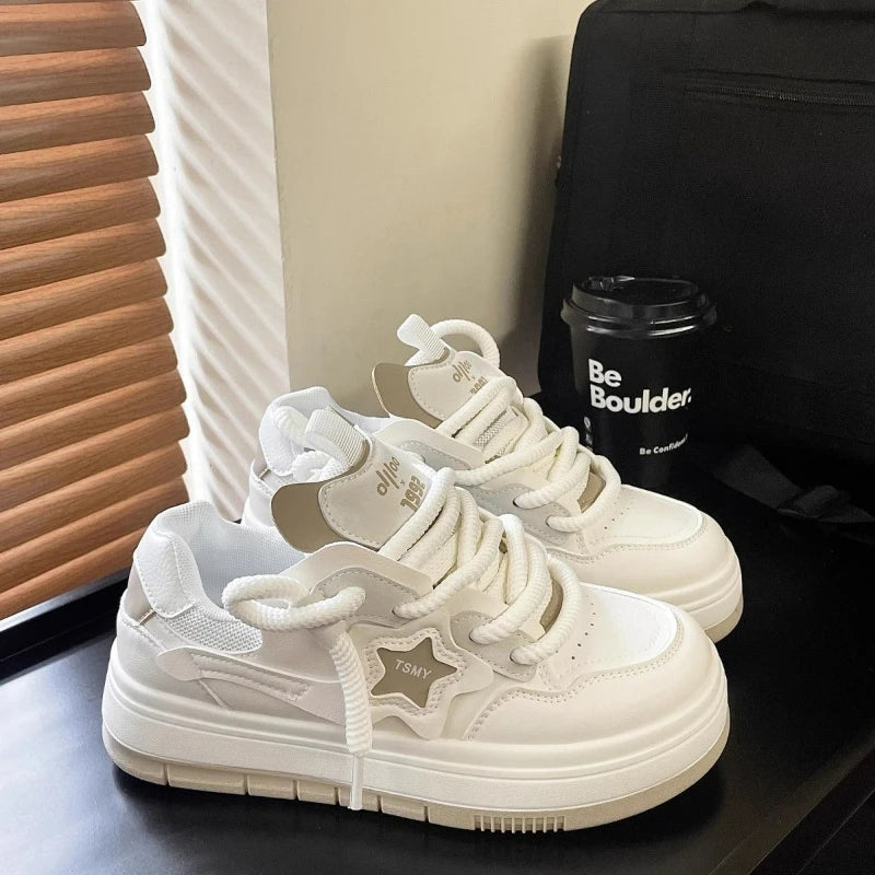 Women’s Platform Star Sneakers – Designer Casual Lace-Up Shoes