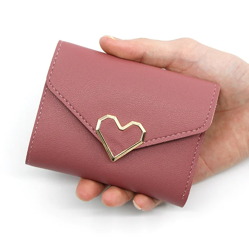 Korean Version Women Wallet Short Heart-Shaped Three Fold