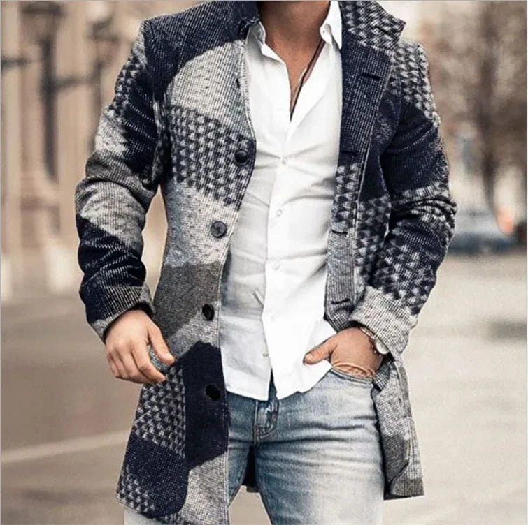 European and American Woolen Overcoat – Korean Style Men’s Stand-Up Collar