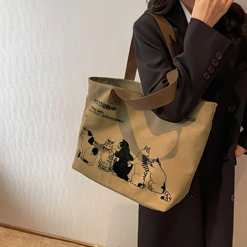 Women’s Canvas Tote Bag – Spacious, Durable & Fashionable Shoulder Bag with Zipper Closure