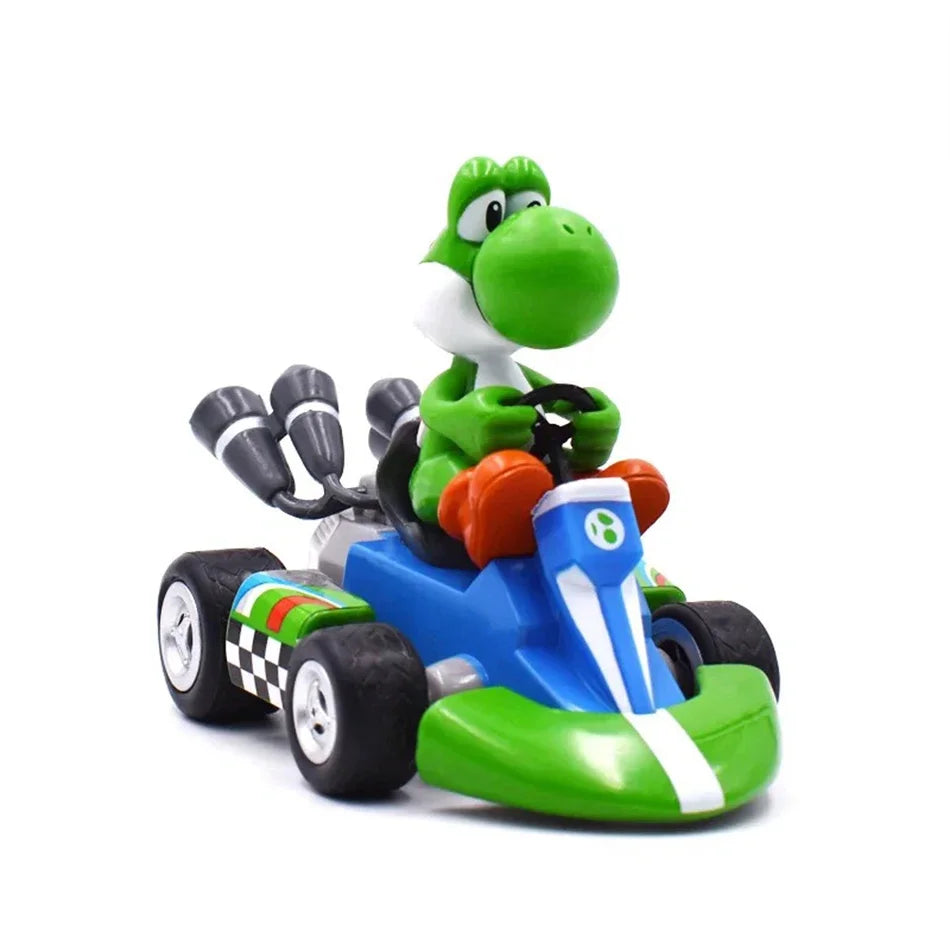 Mario Pull Back Car Anime Cartoon Mario Luigi Yoshi Princess Peach Donkey Kong Toad Bowser Koopa Kart PVC Figure fun Toys Gift