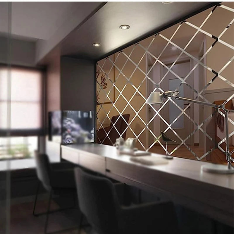 3D Diamond Splicing Acrylic Mirror Wall Sticker