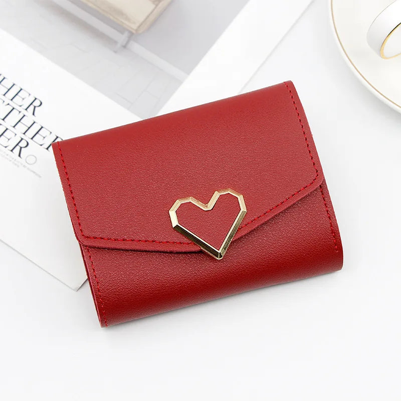 Korean Version Women Wallet Short Heart-Shaped Three Fold