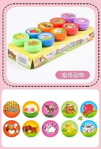 10pcs Assorted Kids Self-Inking Stamps – Fun Smiley Face Stamps for Scrapbooking, DIY Crafts, and Photo Album Decoration