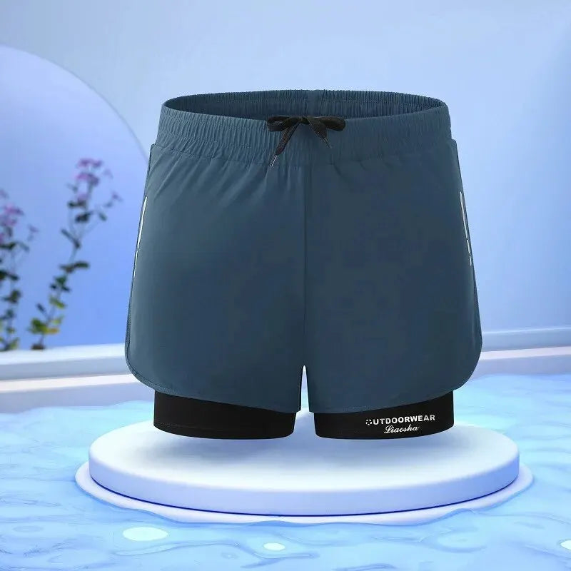 Men’s Aloe Pants Two-Layer Swim Trunks – Stylish, Quick-Drying & Comfortable