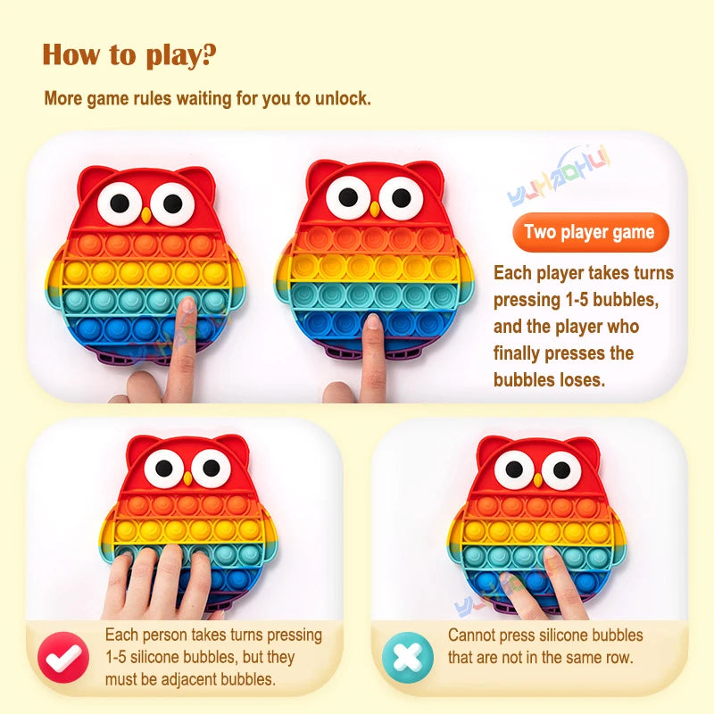 Rainbow Pop Push Bubblle Fidget Anti Stress Relief Toys for Adult Children Special Needs Sensory Toys Interactive Toys for Kids