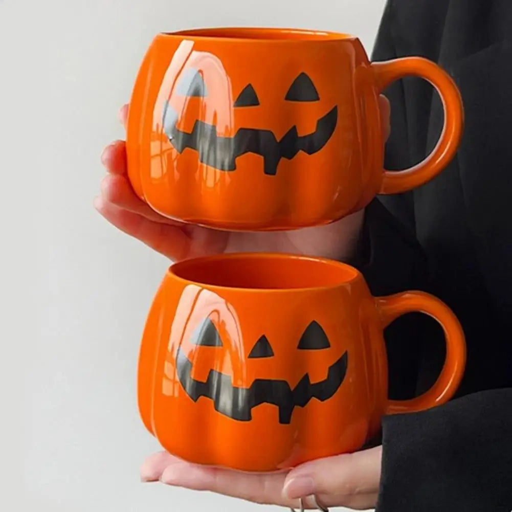 Festive Pumpkin Ceramic Mug – Cute Pumpkin Face Coffee Cup 400ml