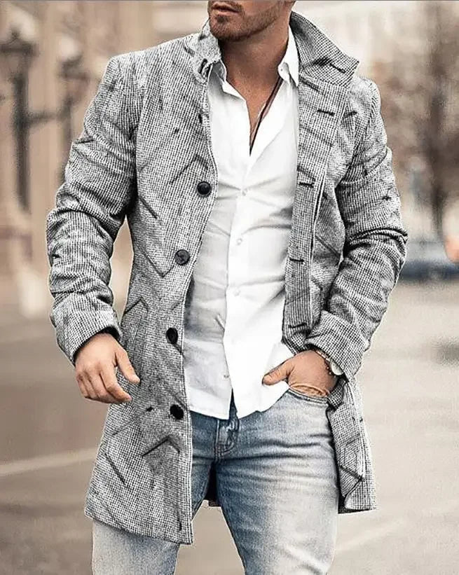 European and American Woolen Overcoat – Korean Style Men’s Stand-Up Collar