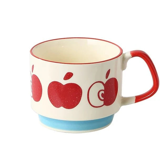 Japanese Flower Ceramic Mug Set – Retro Coffee & Milk Cups